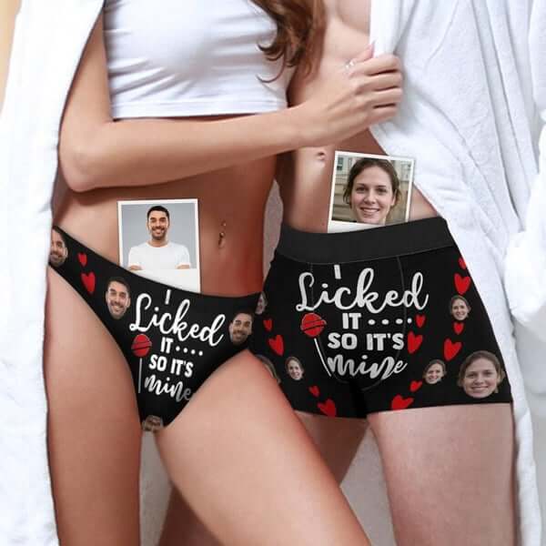 Custom Face I licked Couple Underwear Personalized Matching Briefs