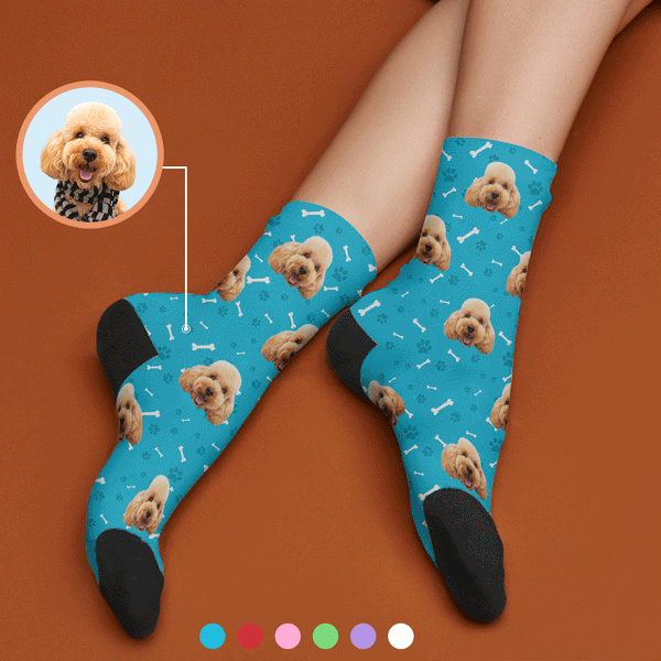 Custom Dog Face Sublimated Crew Socks Design Your Own Socks