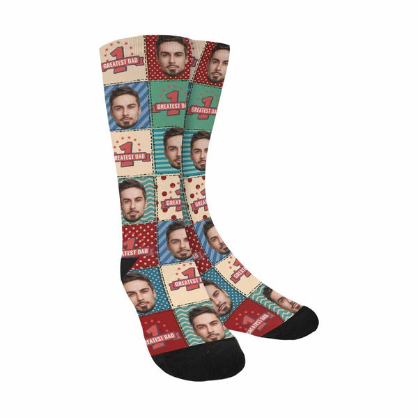 [Made In AU]Custom Face Greatest Dad Sublimated Crew Socks