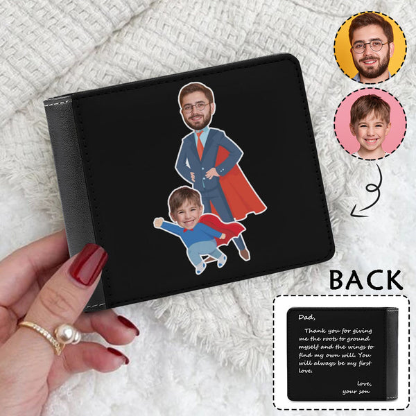 Custom Face&Text Superman Men's Leather Wallet Personalized Photo Wallet For Dad Father's Day Gifts